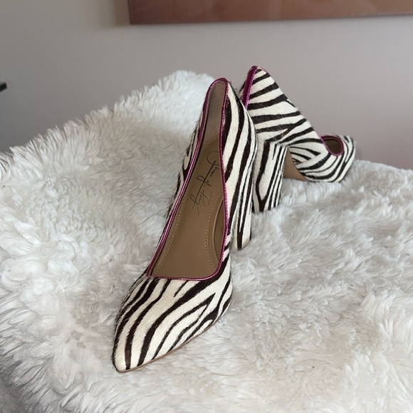 Shoes of prey zebra striped genuine cowhide leather with pink accented stripe - Picture 4 of 8